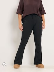 Yours Curve Black Wide Leg Cotton Trousers - Image 1 of 6