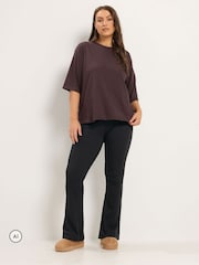 Yours Curve Black Wide Leg Cotton Trousers - Image 2 of 6