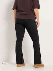Yours Curve Black Wide Leg Cotton Trousers - Image 3 of 6