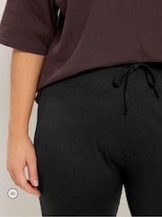 Yours Curve Black Wide Leg Cotton Trousers - Image 4 of 6