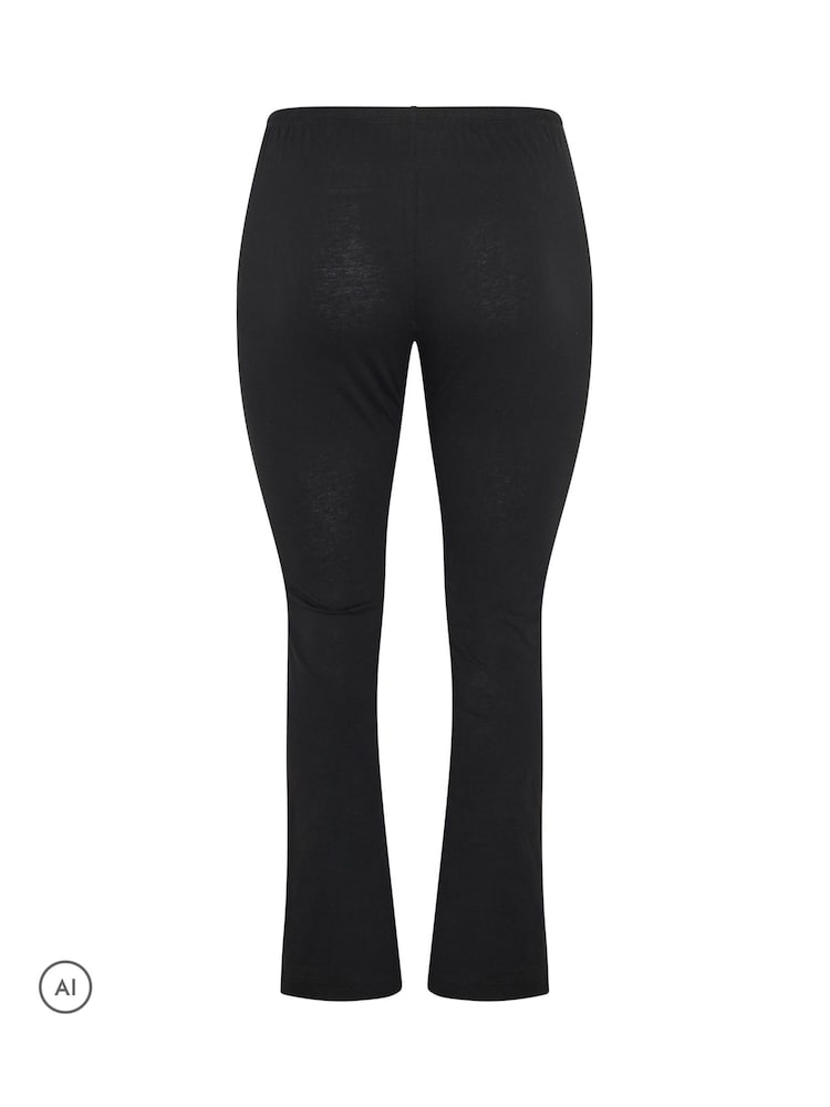 Yours Curve Black Wide Leg Cotton Trousers - Image 6 of 6