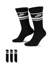 Nike Black Sportswear Everyday Essential White Crew Socks 3 Pack - Image 1 of 4