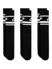 Nike Black Sportswear Everyday Essential White Crew Socks 3 Pack - Image 2 of 4