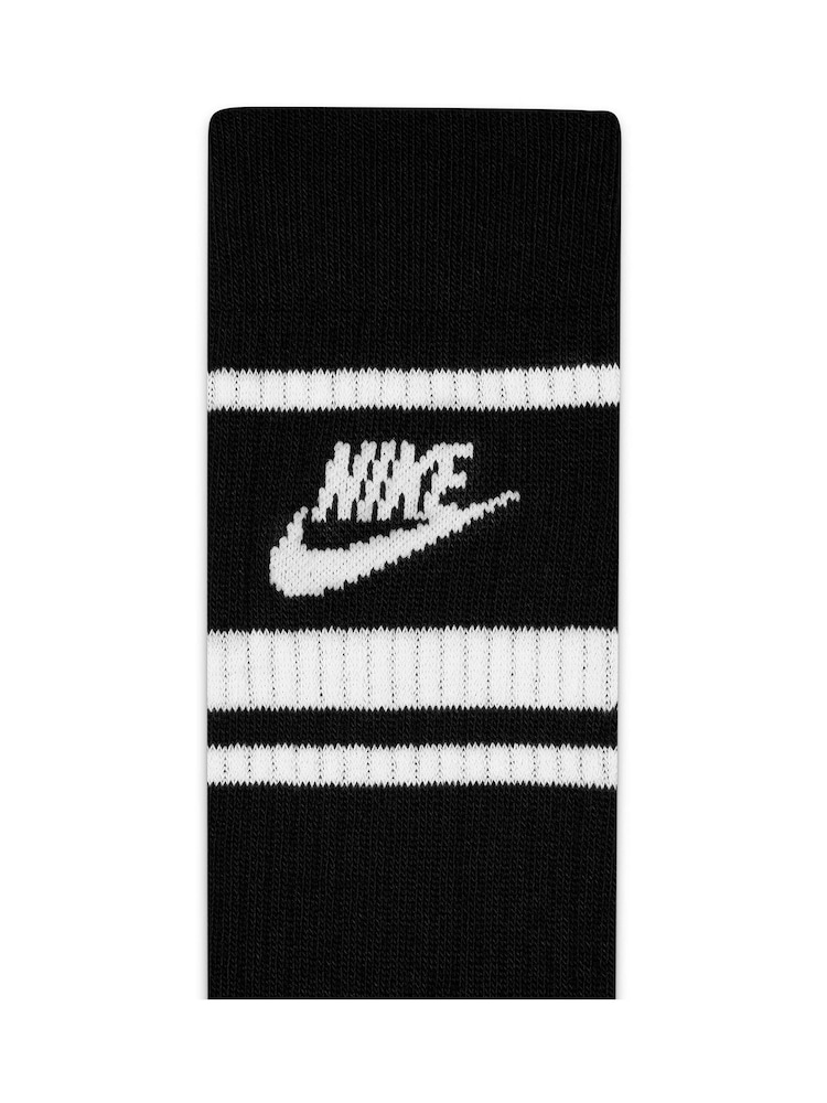 Nike Black Sportswear Everyday Essential White Crew Socks 3 Pack - Image 4 of 4