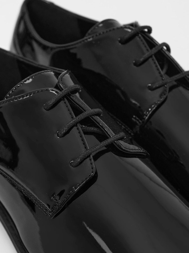 Threadbare Black Faux Leather Lace Up Derby Shoes - Image 4 of 4