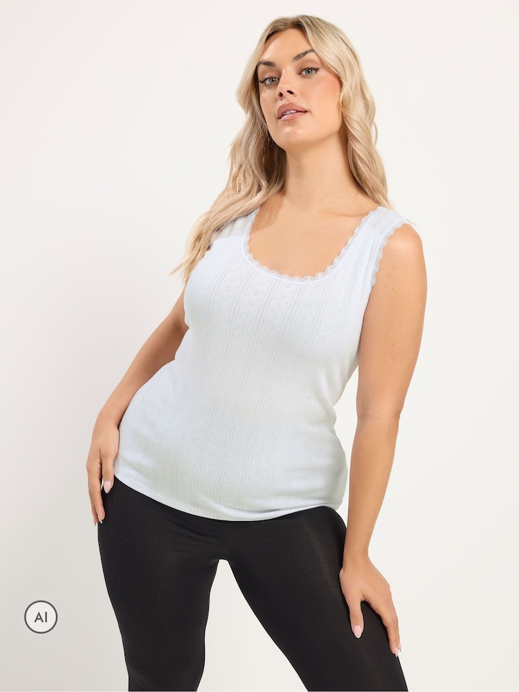 Yours Curve White Thermal Pointelle Vest - Image 1 of 6 Yours Curve White Thermal Pointelle Vest - Image 1 of 6