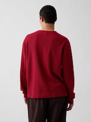 Gap Red Relaxed Waffle Knit Long Sleeve T-Shirt - Image 2 of 4