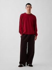 Gap Red Relaxed Waffle Knit Long Sleeve T-Shirt - Image 3 of 4
