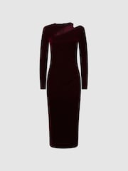Reiss Berry Macey Velvet Cut-Out Midi Dress - Image 2 of 4