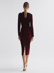 Reiss Berry Macey Velvet Cut-Out Midi Dress - Image 4 of 4