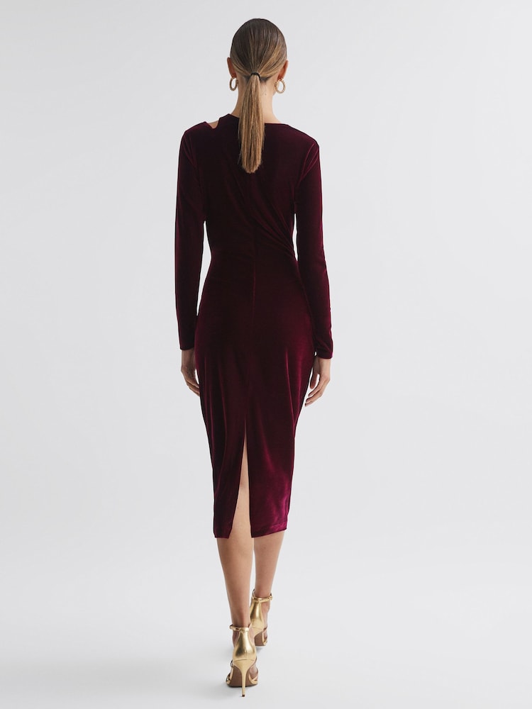 Reiss Berry Macey Velvet Cut-Out Midi Dress - Image 4 of 4