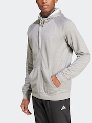 adidas Grey Game and Go Training Logo 3-Stripes Full-Zip Hoodie - Image 1 of 6
