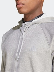adidas Grey Game and Go Training Logo 3-Stripes Full-Zip Hoodie - Image 3 of 6