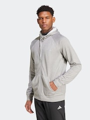 adidas Grey Game and Go Training Logo 3-Stripes Full-Zip Hoodie - Image 4 of 6