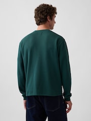 Gap Dark Green Relaxed Waffle Knit Long Sleeve T-Shirt - Image 2 of 4