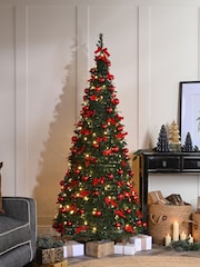 Festive 4ft Prelit Pop Up Christmas Tree with Red Bows and Baubles - Image 1 of 1