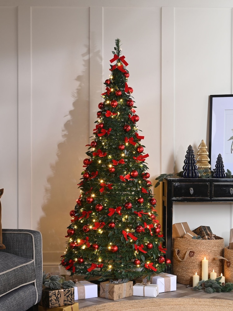 Festive 4ft Prelit Pop Up Christmas Tree with Red Bows and Baubles - Image 1 of 1 Festive 4ft Prelit Pop Up Christmas Tree with Red Bows and Baubles - Image 1 of 1