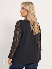 Yours Curve Black Lace Sleeve Blouse - Image 3 of 6
