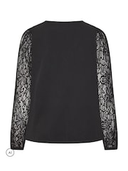 Yours Curve Black Lace Sleeve Blouse - Image 6 of 6