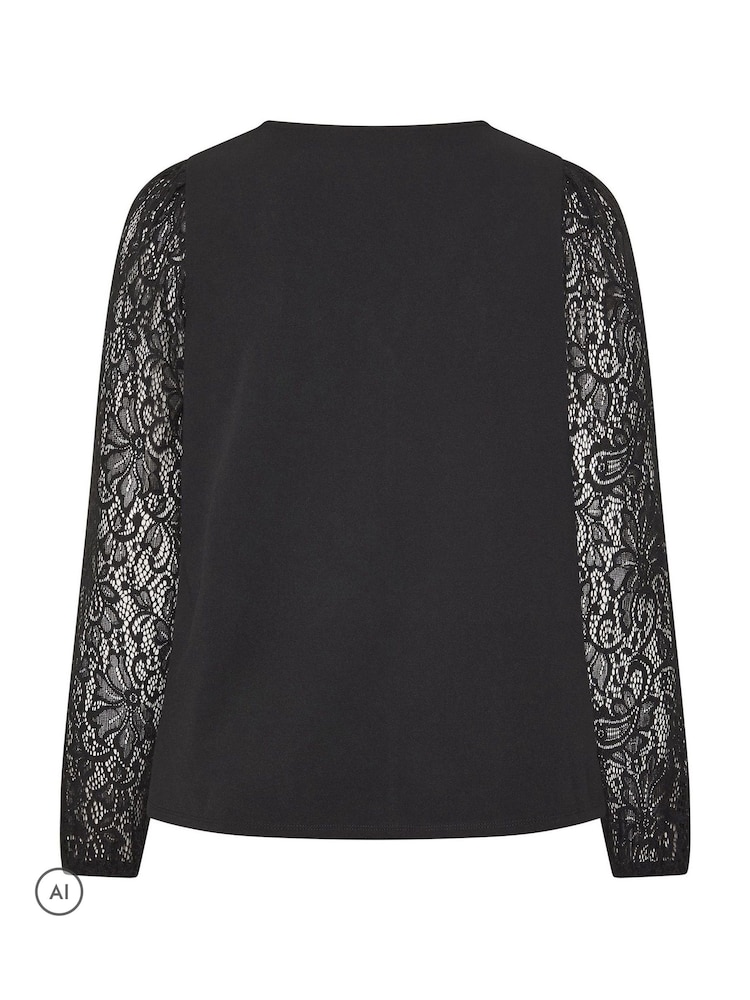 Yours Curve Black Lace Sleeve Blouse - Image 6 of 6 Yours Curve Black Lace Sleeve Blouse - Image 6 of 6