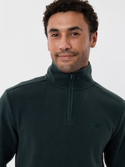 Threadbare Dark Green Quarter Zip Fitness Fleece - Image 4 of 5