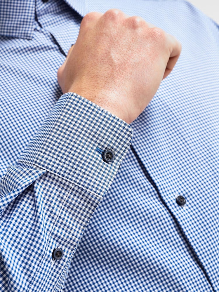 Navy Blue Check Motionflex Shirt - Image 7 of 7