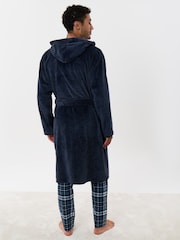Threadbare Blue Hooded Fleece Dressing Gown - Image 3 of 4
