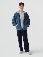 Gap Medium Wash Relaxed Sherpa-Lined Denim Zip-Up Hooded Jacket - Image 3 of 6