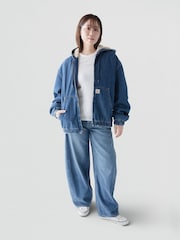 Gap Medium Wash Relaxed Sherpa-Lined Denim Zip-Up Hooded Jacket - Image 5 of 6