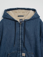 Gap Medium Wash Relaxed Sherpa-Lined Denim Zip-Up Hooded Jacket - Image 6 of 6