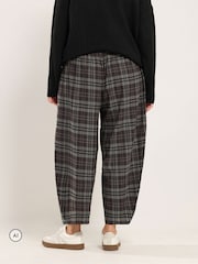 Yours Curve Grey Checked Barrel Trousers - Image 3 of 6