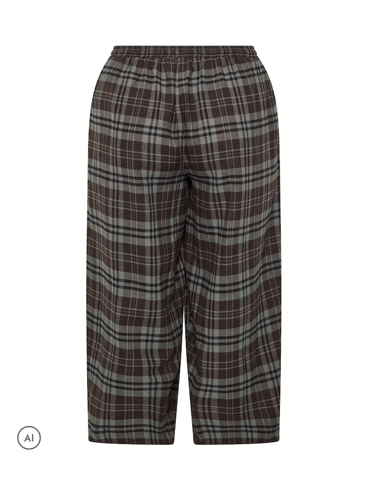 Yours Curve Grey Checked Barrel Trousers - Image 6 of 6