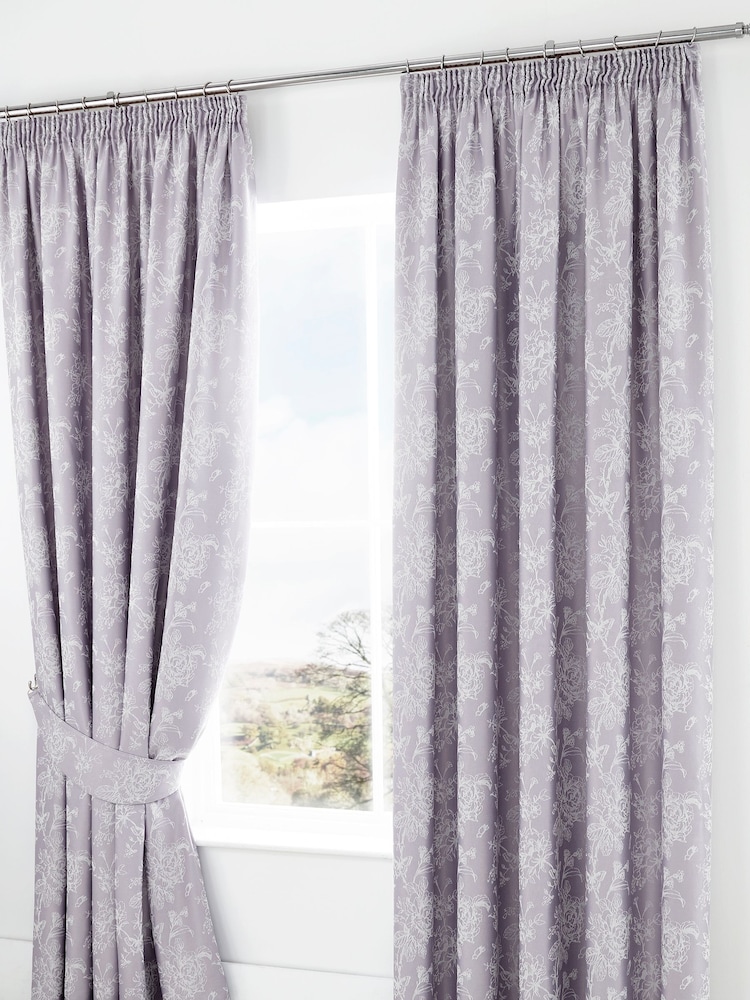 Serene Jasmine Jacquard-Vorhänge mit Bleistiftfalten und Blumenmuster - Bild 1 von 1