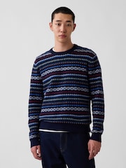 Blue Fair Isle - Gap Cashsoft Rundhalspullover - Bild 1 von 4