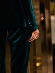 Sosandar Blue Luxe Velvet Tailored Blazer - Image 5 of 5