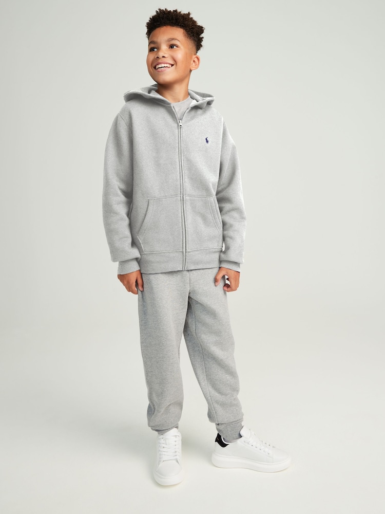 Polo Ralph Lauren Grey Boys Cotton Fleece Zip-Up Logo Hoodie - Image 1 of 4