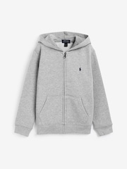 Polo Ralph Lauren Grey Boys Cotton Fleece Zip-Up Logo Hoodie - Image 2 of 4