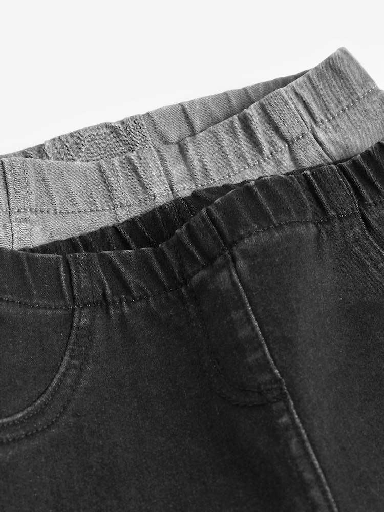 Black/Grey Denim 2 Pack Elasticated Waist Jeggings (3mths-7yrs) - Image 5 of 6