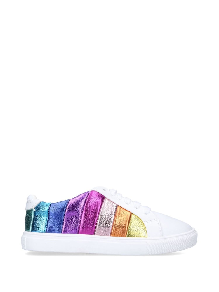 Kurt Geiger London Junior White Mini Lane Stripe Trainers - Image 1 of 4