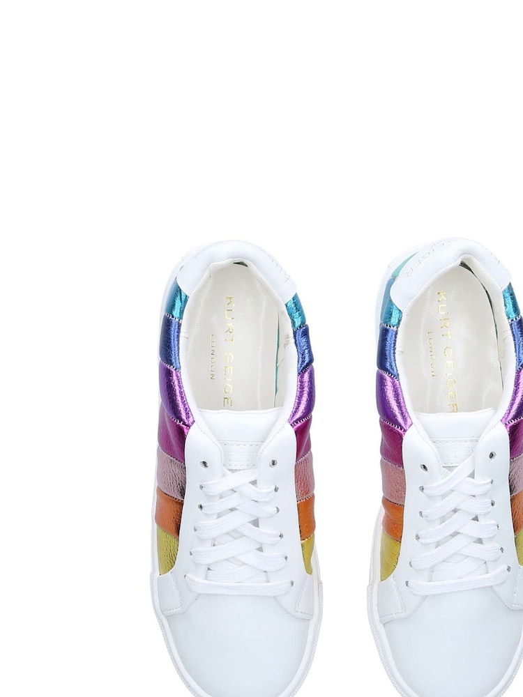 Kurt Geiger London Junior White Mini Lane Stripe Trainers - Image 4 of 4