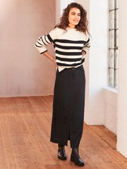 Black Linen Blend Midi Column Skirt - Image 1 of 1