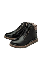 Lotus Black Patent Lace-Up Ankle Boots - Image 2 of 4