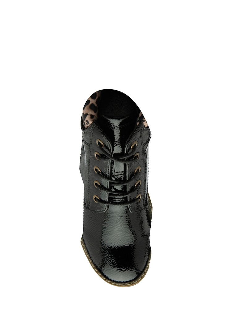Lotus Black Patent Lace-Up Ankle Boots - Image 4 of 4