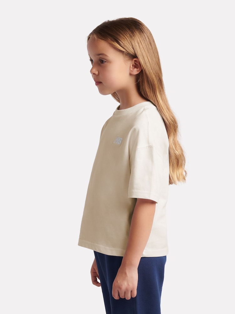 New Balance Cream Jersey Small Logo T-Shirt - Image 2 of 8 New Balance Cream Jersey Small Logo T-Shirt - Image 2 of 8