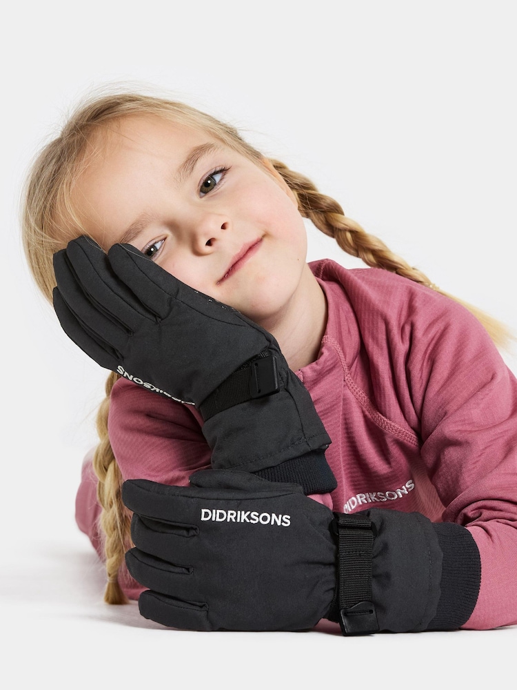 Didriksons Black Biggles Waterproof Kids Gloves - Image 1 of 1 Didriksons Black Biggles Waterproof Kids Gloves - Image 1 of 1