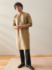 Gold Mens Long Length Kurta - Image 1 of 9