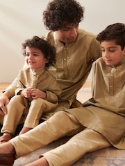 Gold Mens Long Length Kurta - Image 3 of 9