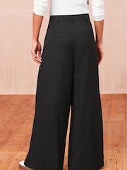 Black Mid Rise Wide Leg Pleated Trousers - Image 3 of 5