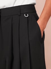 Black Mid Rise Wide Leg Pleated Trousers - Image 5 of 5