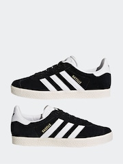 adidas Originals Black/White Junior Gazelle Trainers - Image 10 of 13